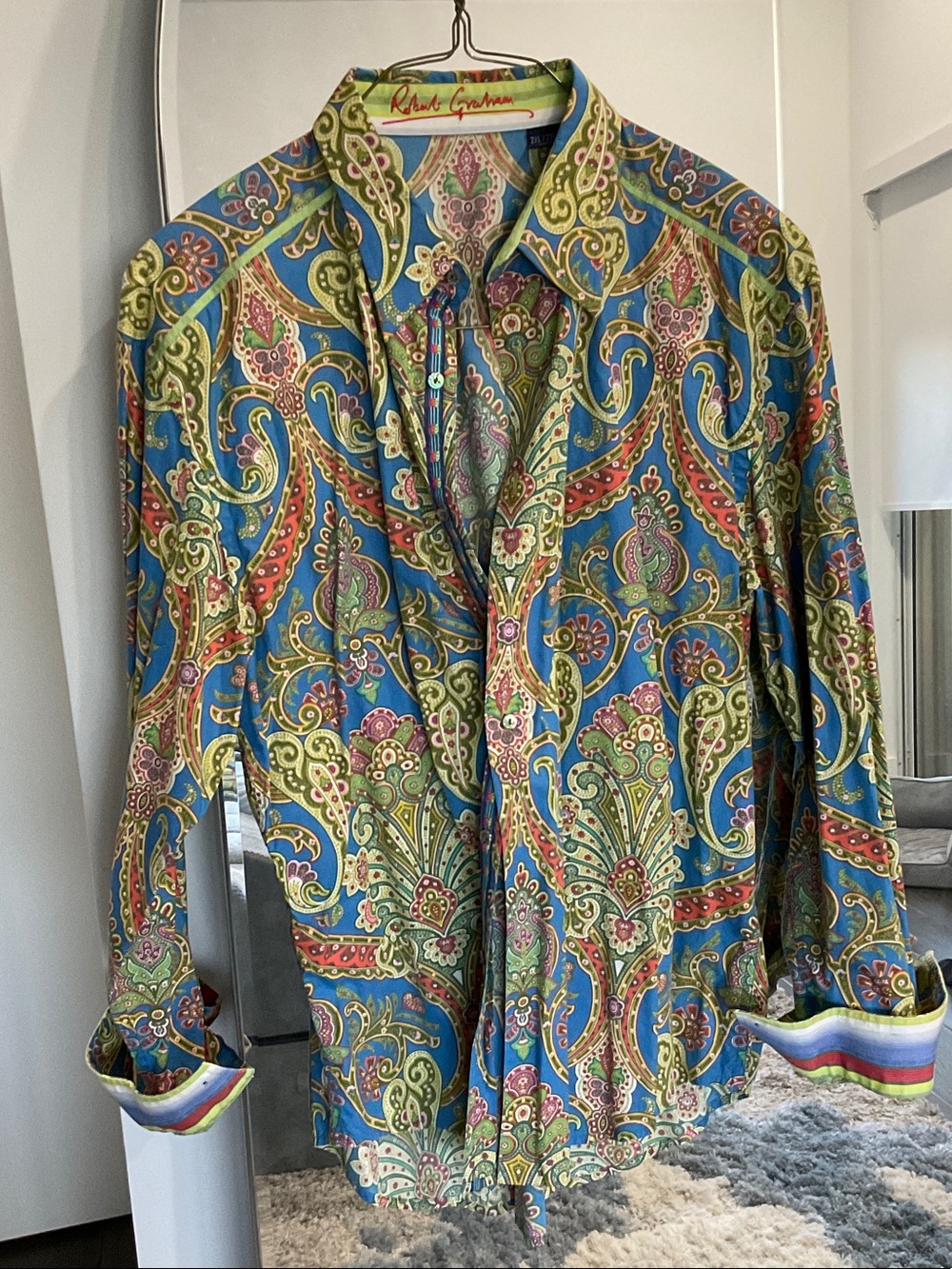 Roberto Cavalli Blue Multicolor Paisley Button-Down Shirt